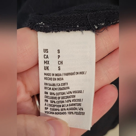 American Eagle Outfitters Navy Embroidered Ruffle‎ Hem Boho Top Women's S - Picture 7 of 7